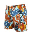 Short Estampado Tactel Elastano Extra Grande Plus Size flor Azul Claro